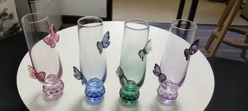 Diamond Champagne Flute w/ Butterflies