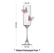 3-D Butterfly Striped Champagne Flute